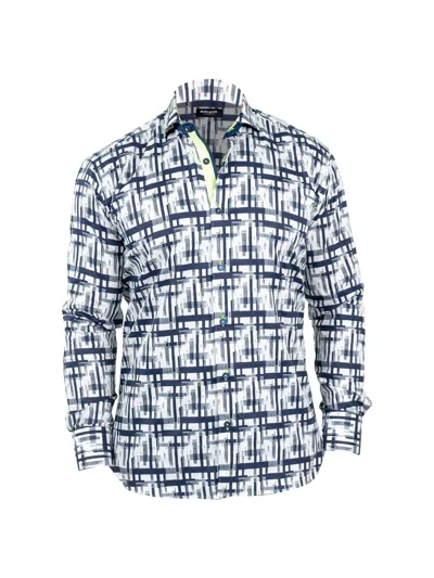 Maceoo Einstein Linear Canvas Cotton Button-up Shirt In White