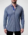Maceoo Einstein Micro Cube Blue Contemporary Fit Button-up Shirt In Blue