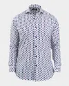 Maceoo Einstein Cuboid Print Stretch Button-up Shirt In Multi