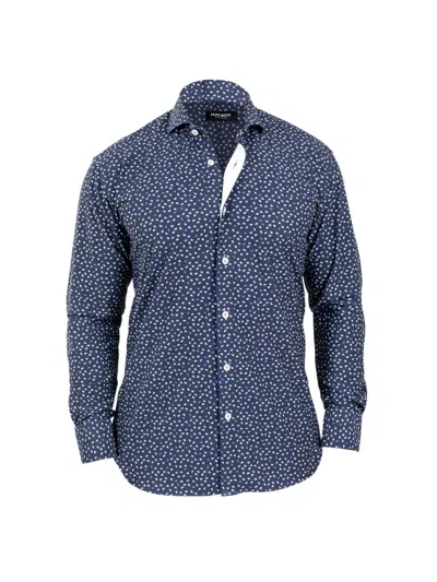 Maceoo Einstein Paisley Print Stretch Button-up Shirt In Blue