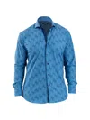 Maceoo Einstein Stretch Optical Button-up Shirt In Blue