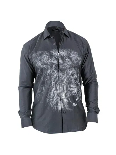 Maceoo Men's Fibonacci Lion Chalk Shirt In Black