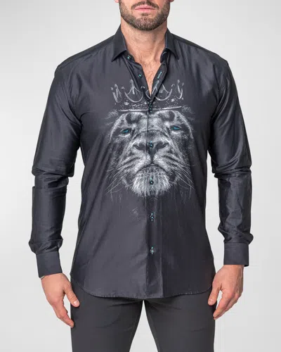 MACEOO MEN'S FIBONACCI LION CROWN SPORT SHIRT