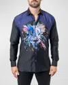 Maceoo Fibonacci Lionpaint 00 Multi Contemporary Fit Button-up Shirt In Black