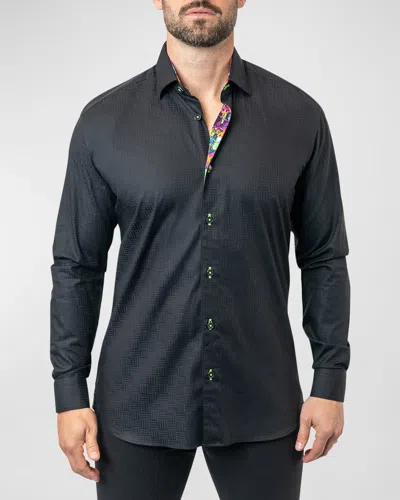Maceoo Men's Fibonacci Patterned Dress Shirt In Black