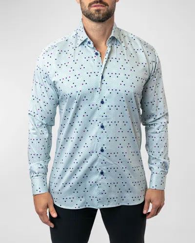Maceoo Men's Fibonacci Patterned Dress Shirt In Blue