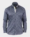 Maceoo Fibonacci Pirate Net Contemporary Fit Button-up Shirt In Blue