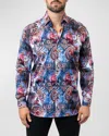 Maceoo Fibonacci Samoa Cotton Button-up Shirt In Blue