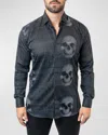 MACEOO MEN'S FIBONACCI SKULL GHOST DRESS SHIRT