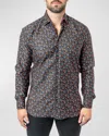 Maceoo Fibonacci Skull Heart Contemporary Fit Button-up Shirt In Black