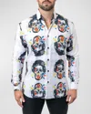 Maceoo Fibonacci Stretchskullpuppet Performance Button-up Shirt In White