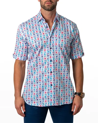 Maceoo Men's Galileo Crossbones Sport Shirt In White