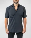 Maceoo Galileo Stretchcore Short Sleeve Performance Button-up Shirt In Black