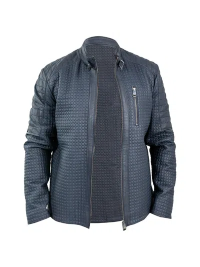 Maceoo Men's Leather Jacket In Blue