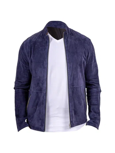 Maceoo Men's Marthyr Leather Jacket In Blue