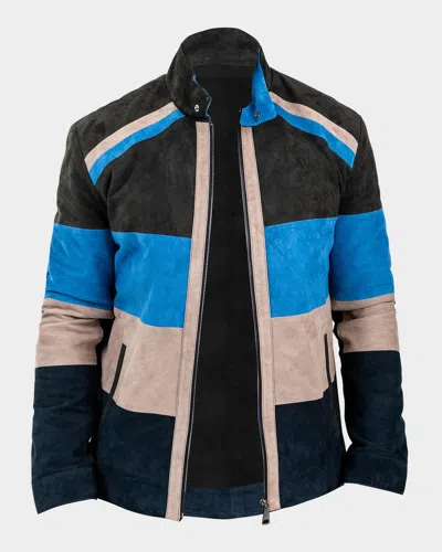 Maceoo Men's Multicolor Paneled Suede Jacket In Brown