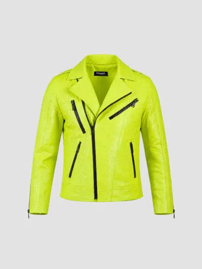 Maceoo Men's Python Leather Jacket In Green
