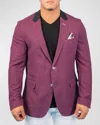 Maceoo Men's Unconstructed Contrast-collar Blazer In Pink