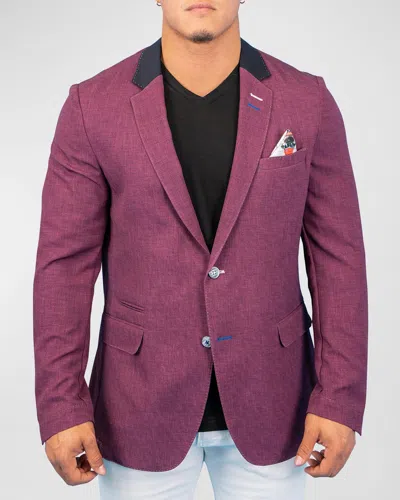 Maceoo Men's Unconstructed Contrast-collar Blazer In Pink