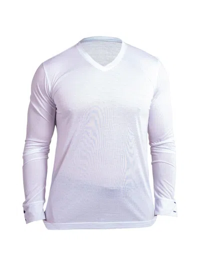 Maceoo Men's V-neck Edison Ascension T-shirt In White