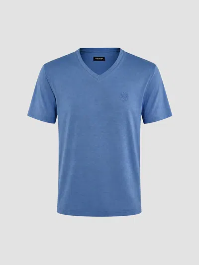Maceoo Men's V-neck Ss Short Sleeve T-shirt In Blue