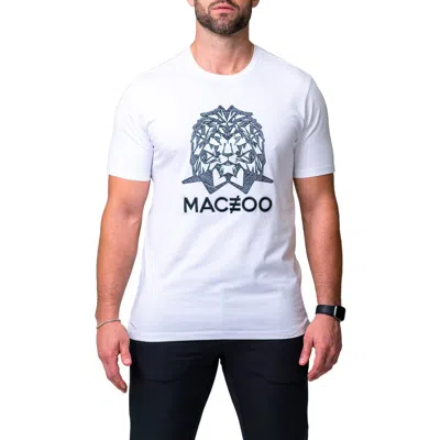 Maceoo Mightymane White Embroidered Logo Stretch Cotton Graphic T-shirt