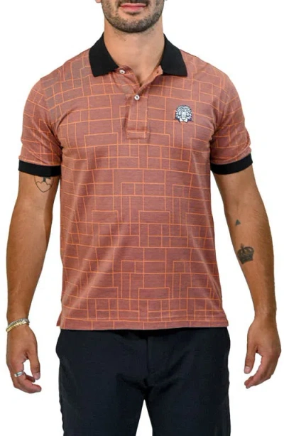 Maceoo Mozart Lines Tipped Polo In Brown