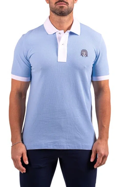 Maceoo Mozartspecktip Stretch Nylon Polo In Blue
