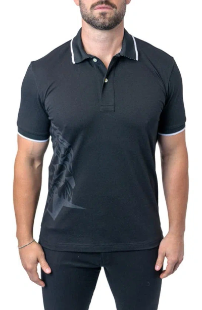 Maceoo Mozarttokyo Tipped Black Graphic Polo