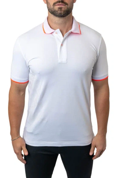 Maceoo Mozarttokyo Tipped White Graphic Polo