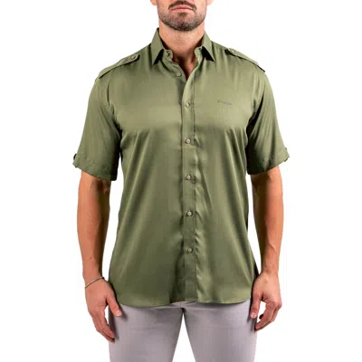 Maceoo Munich Resistance0173 Short Sleeve Button-up Shirt In Green
