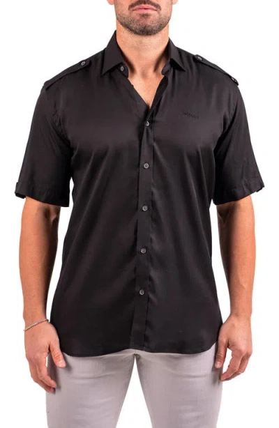 Maceoo Munich Resistance0174 Black Short Sleeve Button-up Shirt