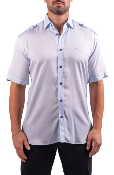 Maceoo Munich Resistance0175 Blue Short Sleeve Button-up Shirt