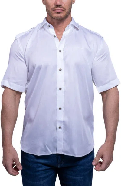Maceoo Munich Resistance0177 White Short Sleeve Button-up Shirt