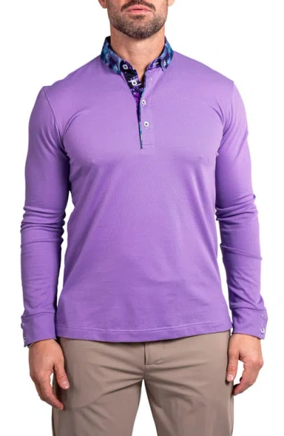 Maceoo Newton Ascension0007 Purple Long Sleeve Button-down Polo