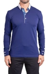Maceoo Newton Ascension0008 Blue Long Sleeve Button-down Polo In Blue