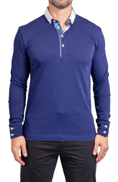 Maceoo Newton Ascension0008 Blue Long Sleeve Button-down Polo