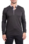 Maceoo Newton Ascension0009 Black Long Sleeve Button-down Polo In Black