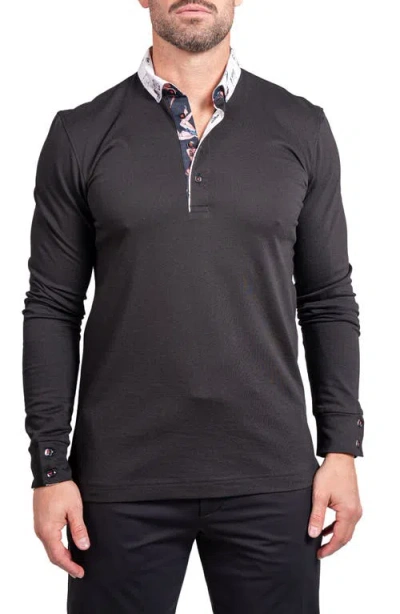 Maceoo Newton Ascension0009 Black Long Sleeve Button-down Polo