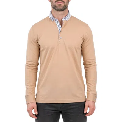 Maceoo Newton Long Sleeve Polo In Neutral