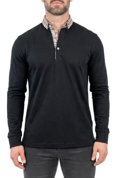 Maceoo Newton Long Sleeve Polo In Black
