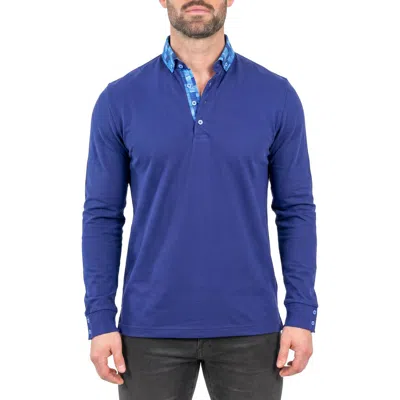 Maceoo Newton Long Sleeve Polo In Blue