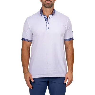 Maceoo Newton Marthyr0024 White Button-down Piqué Polo In Purple