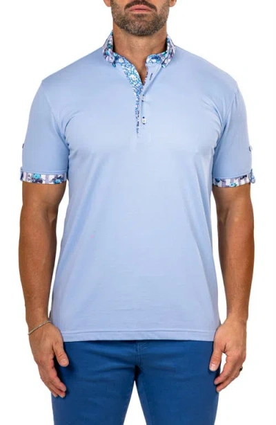 Maceoo Newton Marthyr0026 Blue Button-down Piqué Polo