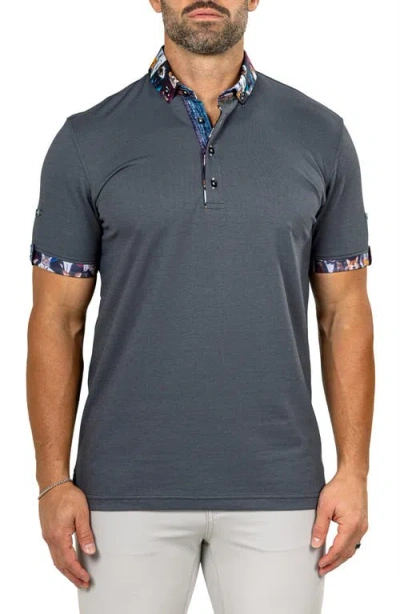 Maceoo Newton Marthyr0028 Grey Button-down Piqué Polo In Gray