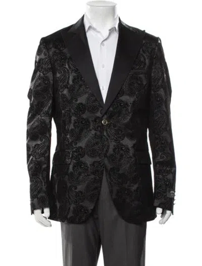 Pre-owned Maceoo Paisley Print Blazer W/ Tags In Black