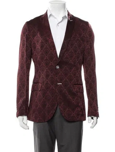 Pre-owned Maceoo Patterned Blazer W/ Tags In Burgundy