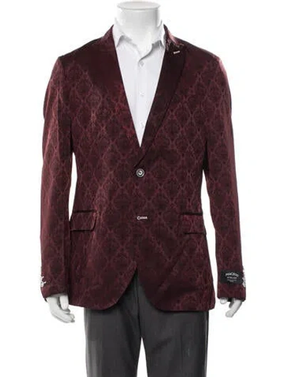 Pre-owned Maceoo Patterned Blazer W/ Tags In Burgundy