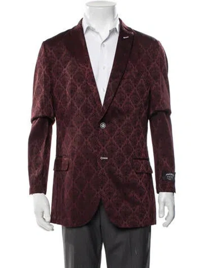 Pre-owned Maceoo Patterned Blazer W/ Tags In Burgundy