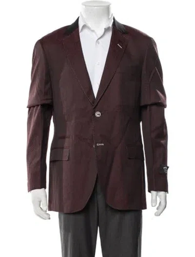 Pre-owned Maceoo Patterned Blazer W/ Tags In Burgundy